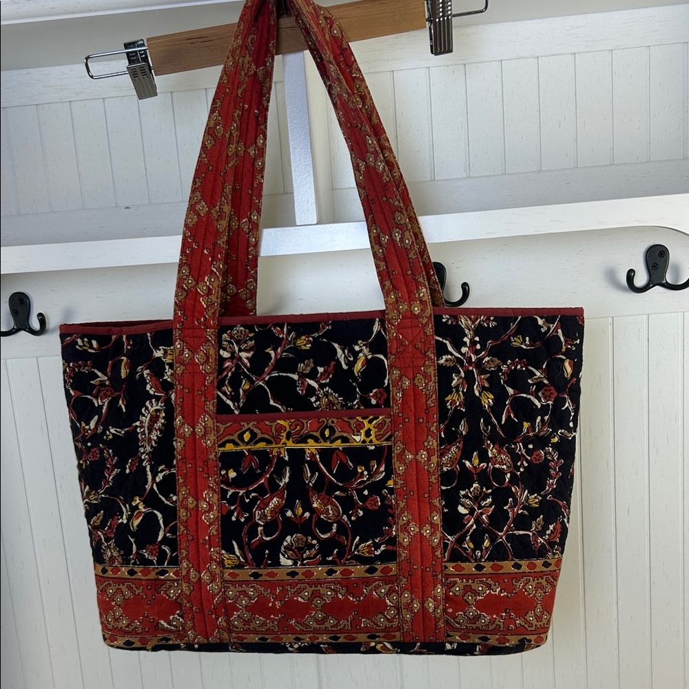 Petal Pushing Boho Block Print Tote Bag Large Cotton India Floral Structured